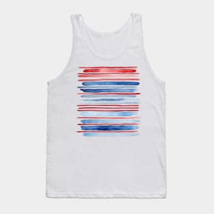 Blue and red watercolor beach stripes Tank Top